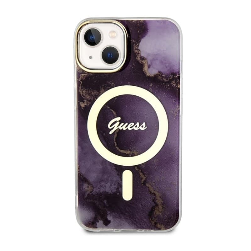 Guess Golden Marble MagSafe - Case for iPhone 14 (Purple) - 3