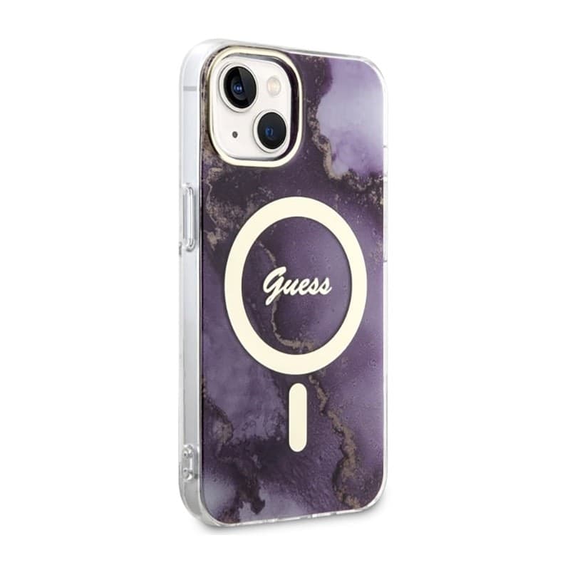 Guess Golden Marble MagSafe - Case for iPhone 14 (Purple) - 4