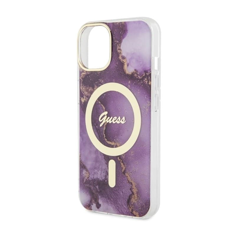 Guess Golden Marble MagSafe - Case for iPhone 14 (Purple) - 6