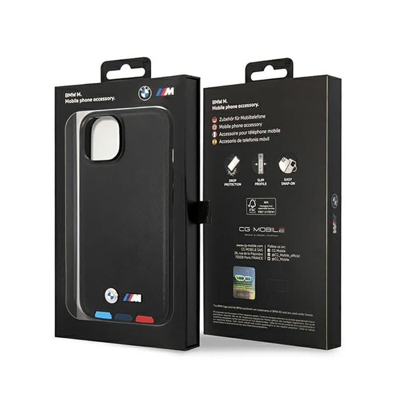 BMW Leather Hot Stamp Tricolor MagSafe - Case for iPhone 14 (Black) - 8