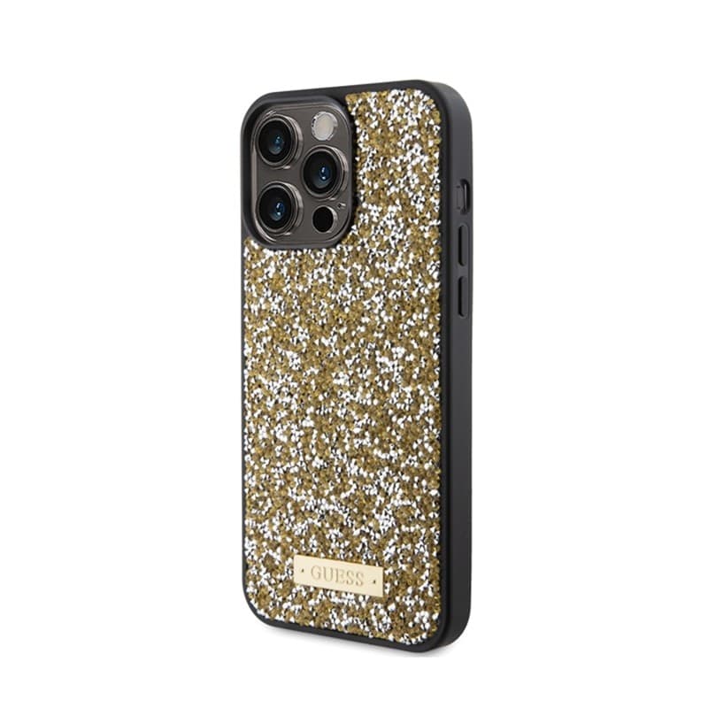 Guess Rhinestone Metal Logo - Case for iPhone 15 Pro Max (Yellow) - 2