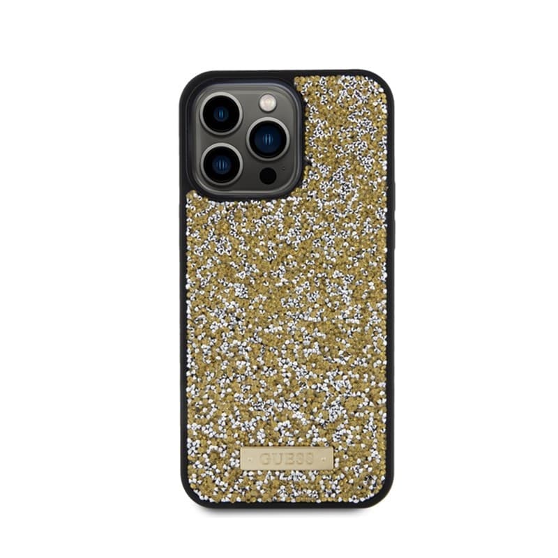 Guess Rhinestone Metal Logo - Case for iPhone 15 Pro Max (Yellow) - 3