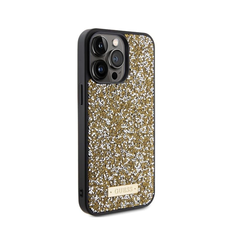 Guess Rhinestone Metal Logo - Case for iPhone 15 Pro Max (Yellow) - 4