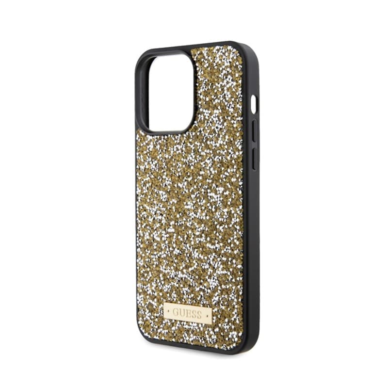 Guess Rhinestone Metal Logo - Case for iPhone 15 Pro Max (Yellow) - 6