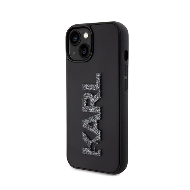 Karl Lagerfeld 3D Rubber Glitter Logo - Case for iPhone 15 (Black) - 2