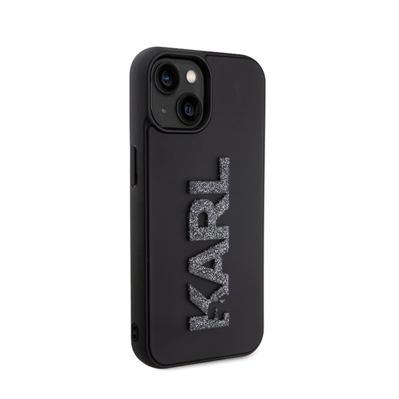 Karl Lagerfeld 3D Rubber Glitter Logo - Case for iPhone 15 (Black) - 4