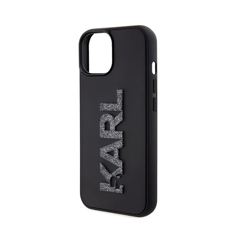 Karl Lagerfeld 3D Rubber Glitter Logo - Case for iPhone 15 (Black) - 6
