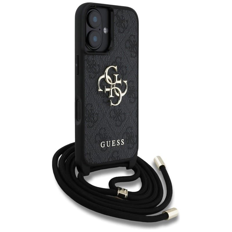 Guess 4G Big Logo Cord Strap Crossbody - Case for iPhone 16 (black) - 3