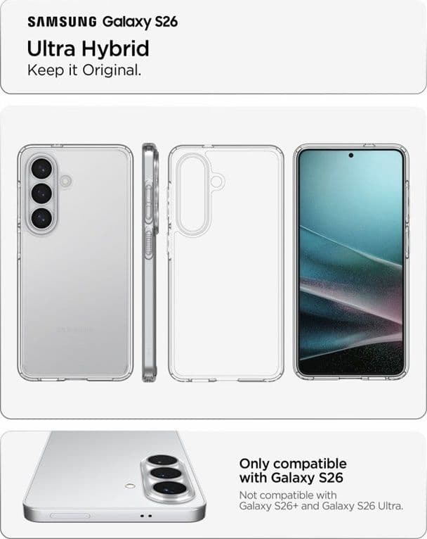 Spigen Ultra Hybrid - Custodia per Samsung Galaxy S26 (trasparente) - 6