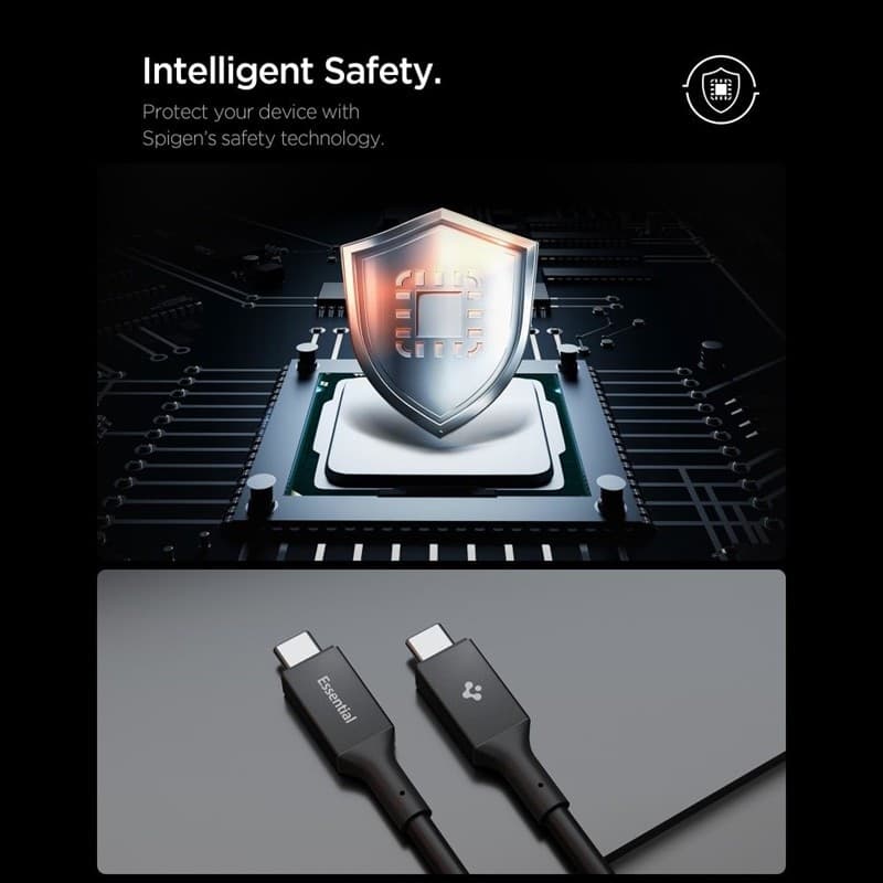 Spigen EB10020CC Essential - Cavo USB-C a USB-C PD 100W 2m (Nero) - 6