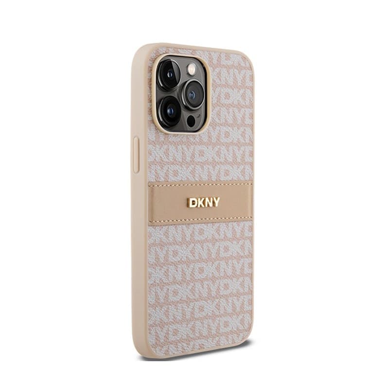 DKNY Leather Mono Stripe & Metal Logo - Case for iPhone 14 Pro Max (pink) - 4