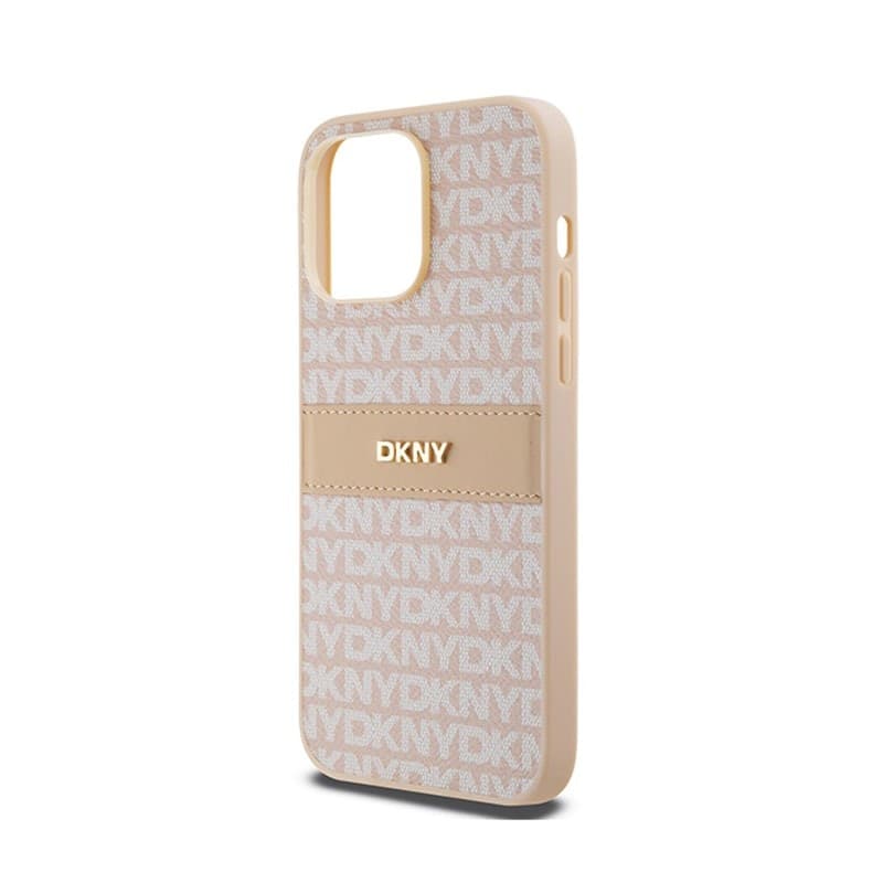 DKNY Leather Mono Stripe & Metal Logo - Case for iPhone 14 Pro Max (pink) - 6