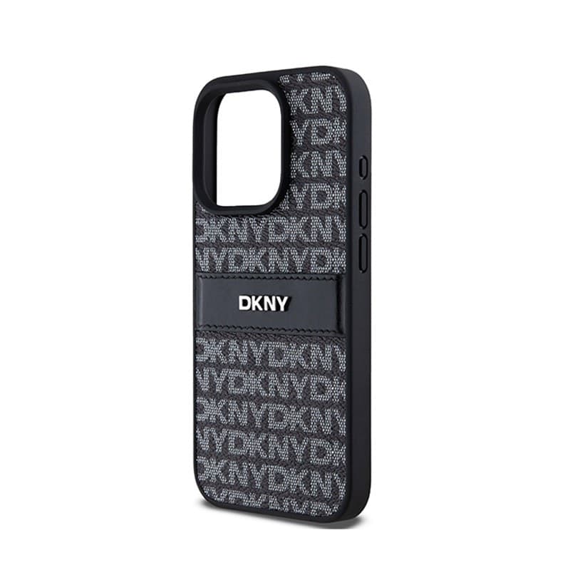 DKNY Leather Mono Stripe & Metal Logo - iPhone 15 Pro Case (black) - 6
