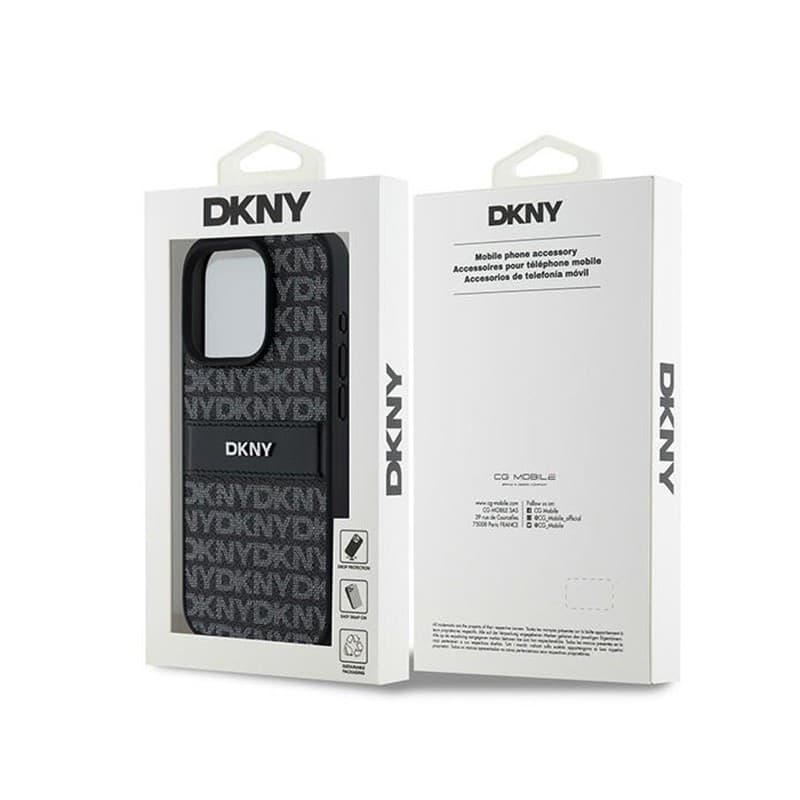 DKNY Leather Mono Stripe & Metal Logo - iPhone 15 Pro Case (black) - 8