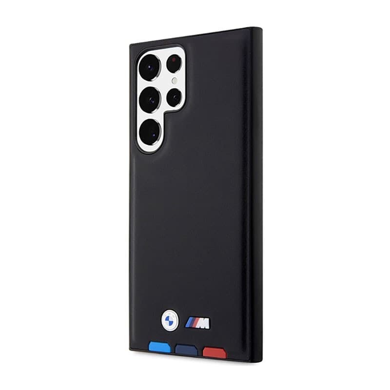 BMW Leather Hot Stamp Tricolor - Case for Samsung Galaxy S23 Ultra (Black) - 2
