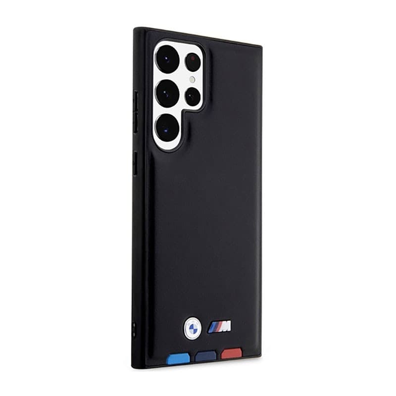 BMW Leather Hot Stamp Tricolor - Case for Samsung Galaxy S23 Ultra (Black) - 4