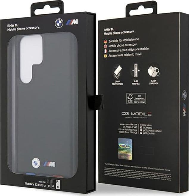 BMW Leather Hot Stamp Tricolor - Case for Samsung Galaxy S23 Ultra (Black) - 8