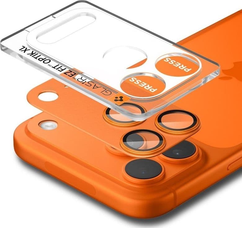 Spigen Optik Pro XL Glas.TR EZ Fit - Vetro protettivo per iPhone 17 Pro Max (arancione) - 2