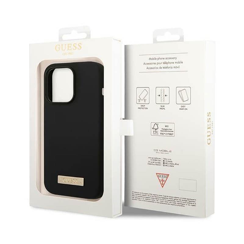Guess Silicone Logo Plate MagSafe - Case for iPhone 14 Pro (Black) - 8