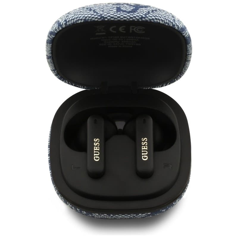 Guess 4G Classic Metal Logo - Bluetooth TWS ENC sluchátka + nabíjecí pouzdro (Modrá) - 3