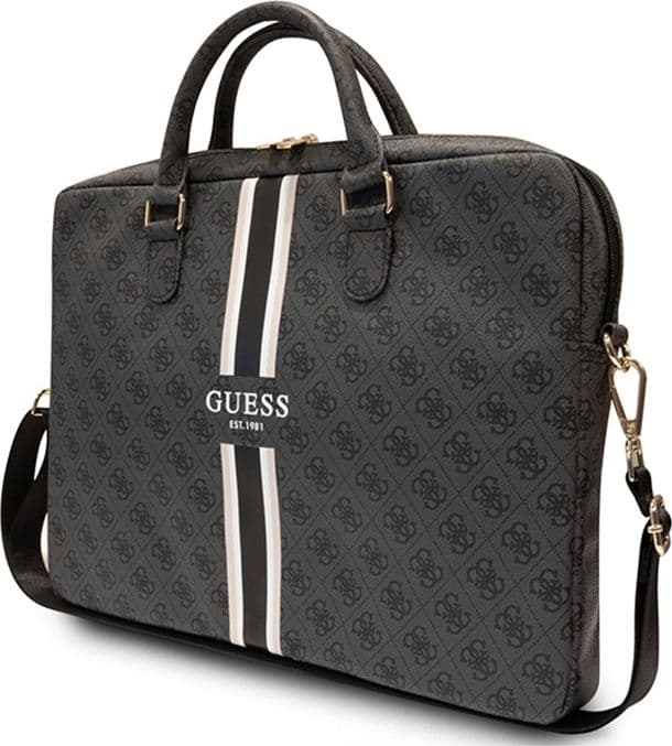 Guess 4G Printed Stripes Computer Bag - 16" Notebook Bag (Black) - 2