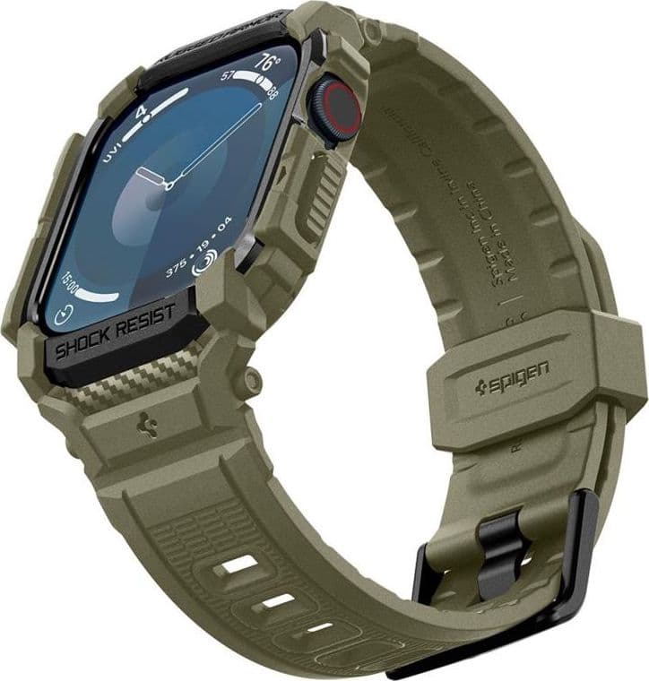 Spigen Rugged Armor Pro - Band with Case for Apple Watch 10 46 mm (Vintage Khaki) - 6