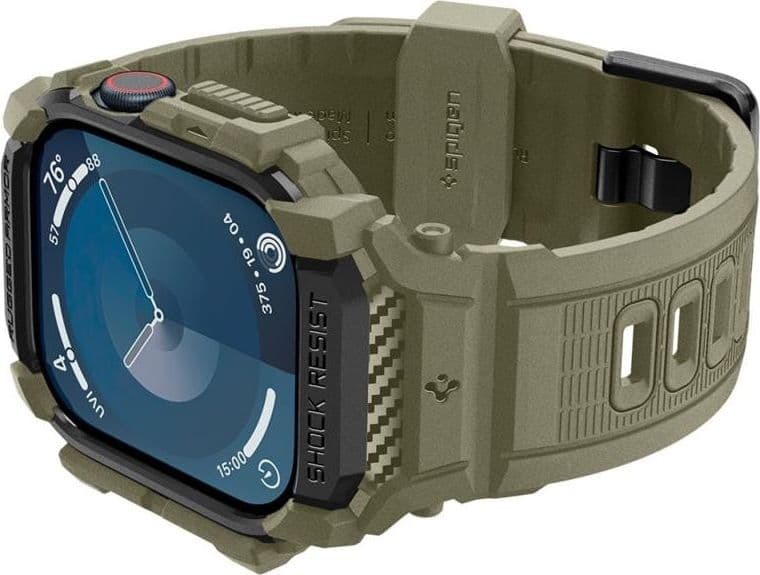 Spigen Rugged Armor Pro - Band with Case for Apple Watch 10 46 mm (Vintage Khaki) - 7