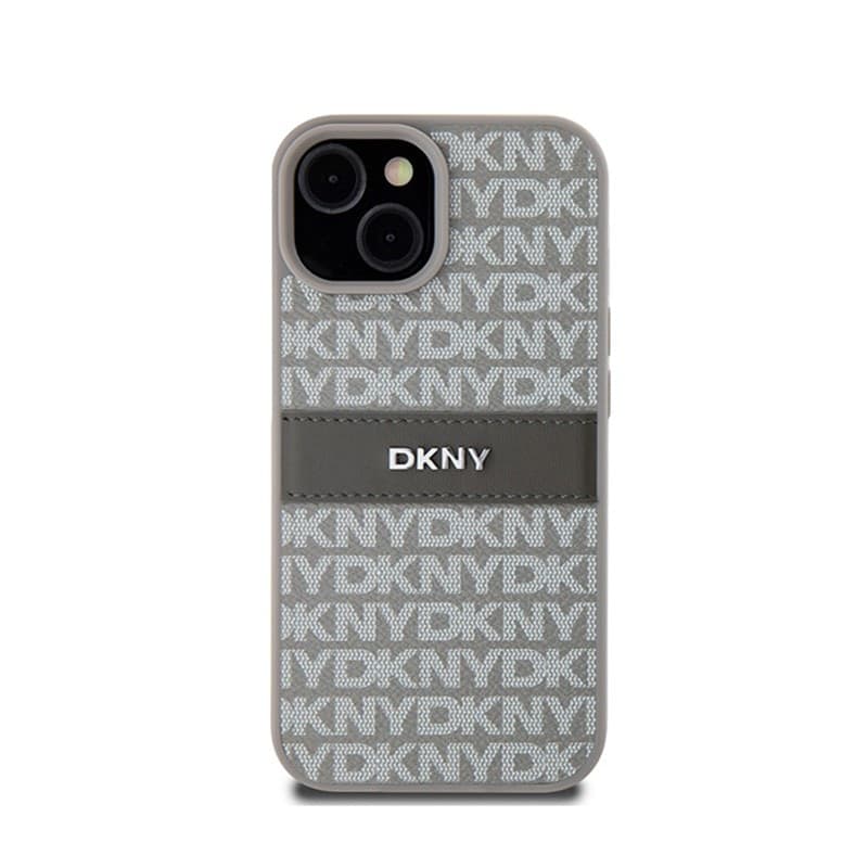DKNY Leather Mono Stripe & Metal Logo - Case for iPhone 15 / 14 / 13 (beige) - 3