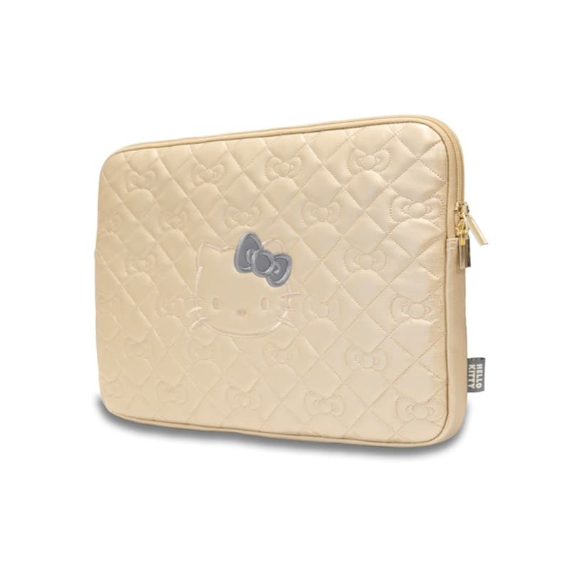 Hello Kitty Zip PU Quilted Bows Sleeve - Notebook case 13" / 14" (gold) - 2