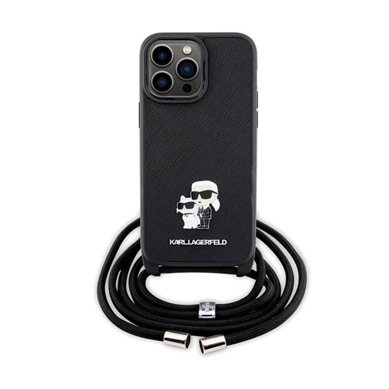 Karl Lagerfeld Crossbody Saffiano Metal Pin Karl & Choupette - iPhone 14 Pro Max Case (Black) - 2