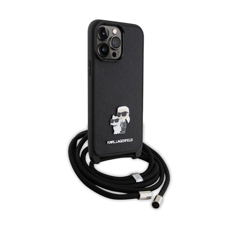 Karl Lagerfeld Crossbody Saffiano Metal Pin Karl & Choupette - iPhone 14 Pro Max Case (Black) - 3