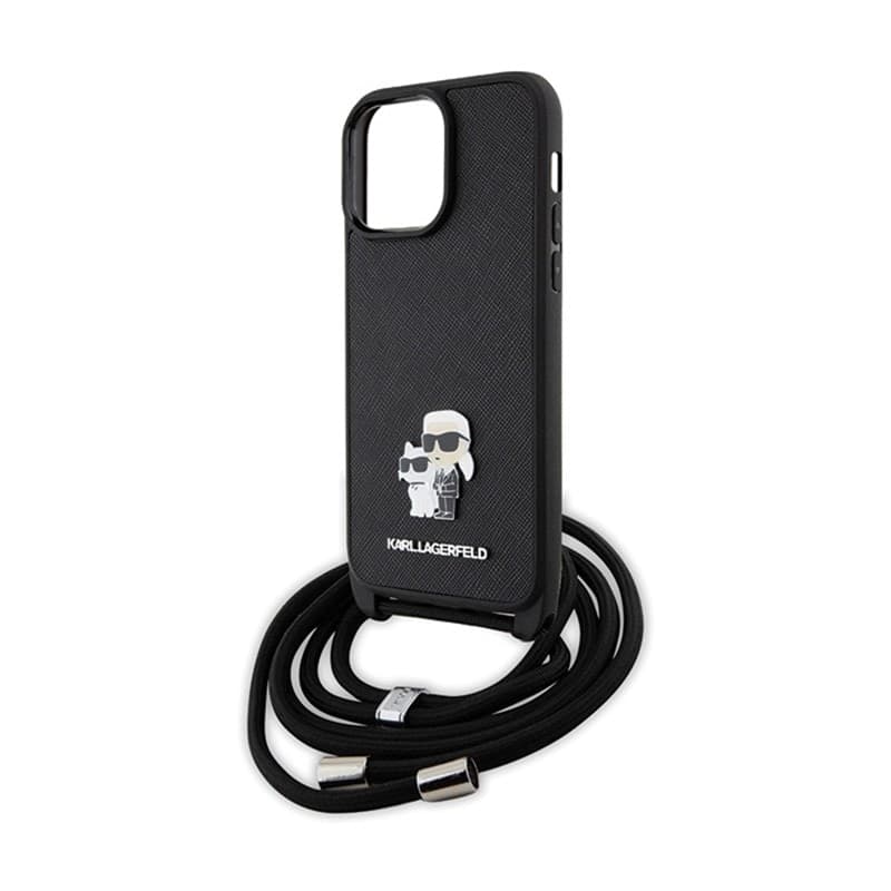 Karl Lagerfeld Crossbody Saffiano Metal Pin Karl & Choupette - iPhone 14 Pro Max Case (Black) - 5
