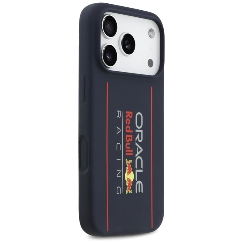 Custodia MagSafe per iPhone 17 Pro con logo verticale oversize in silicone Red Bull (blu navy) - 4