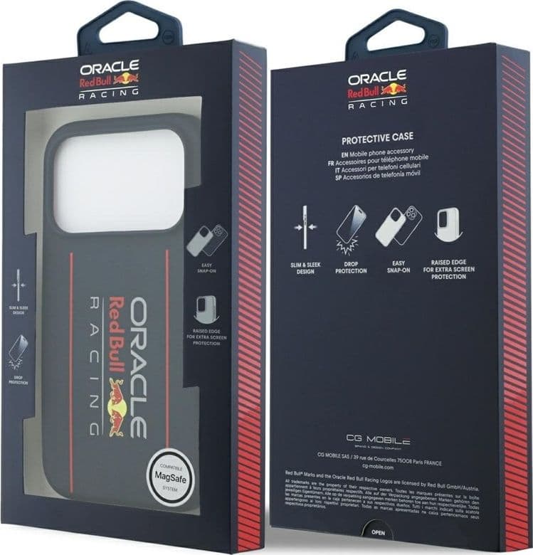 Custodia MagSafe per iPhone 17 Pro con logo verticale oversize in silicone Red Bull (blu navy) - 8