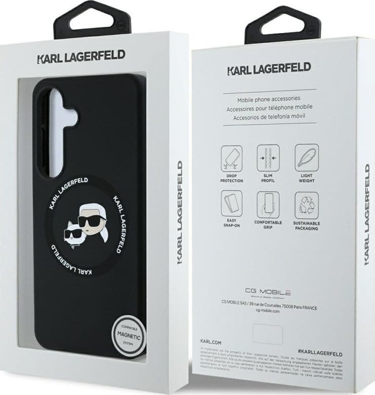 Karl Lagerfeld Silicone Double Heads And Circle MagSafe - Case for Samsung Galaxy S25 (Black) - 8