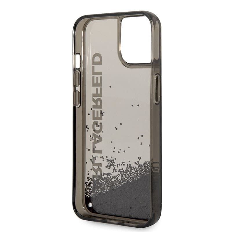 Karl Lagerfeld Liquid Glitter Translucent Elongated Logo Case - Case for iPhone 14 Plus (Black) - 5
