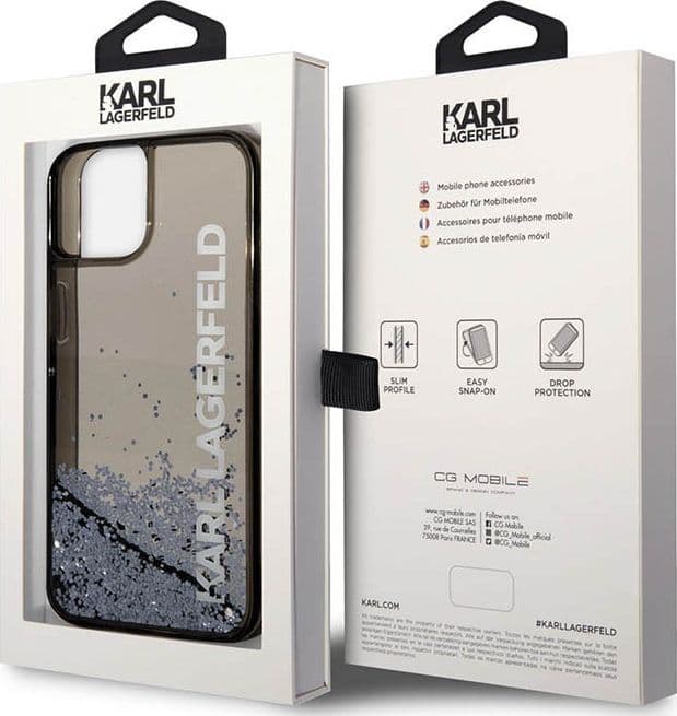 Karl Lagerfeld Liquid Glitter Translucent Elongated Logo Case - Case for iPhone 14 Plus (Black) - 6
