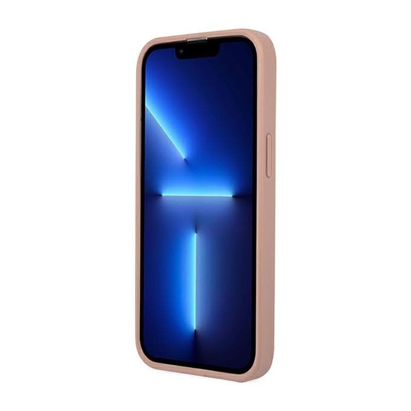 Guess Saffiano Triangle Logo Case - Case for iPhone 14 Pro (Pink) - 5