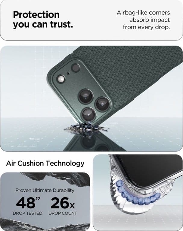 Spigen Liquid Air - Custodia per iPhone 18 Pro / 17 Pro (Verde Abisso) - 9