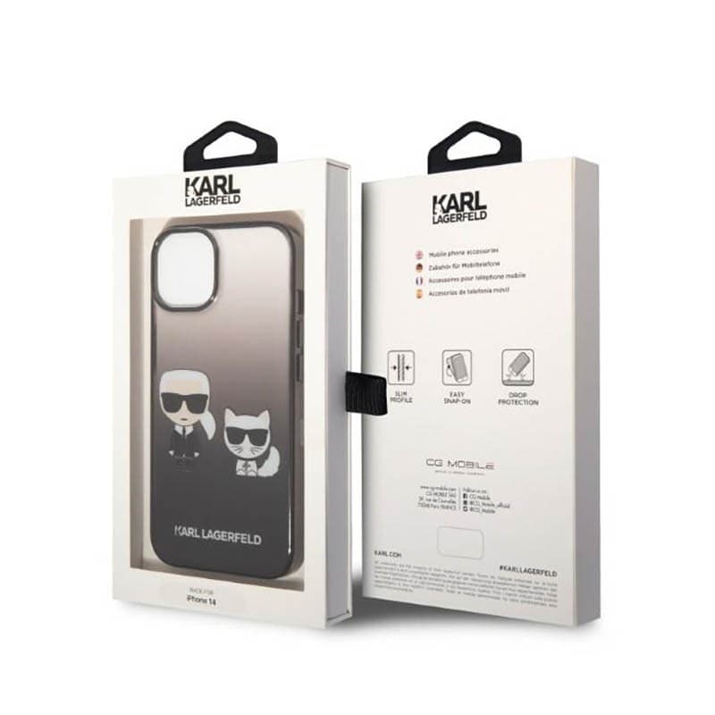 Karl Lagerfeld Gradient Ikonik Karl & Choupette - Case for iPhone 14 Plus (Black) - 8