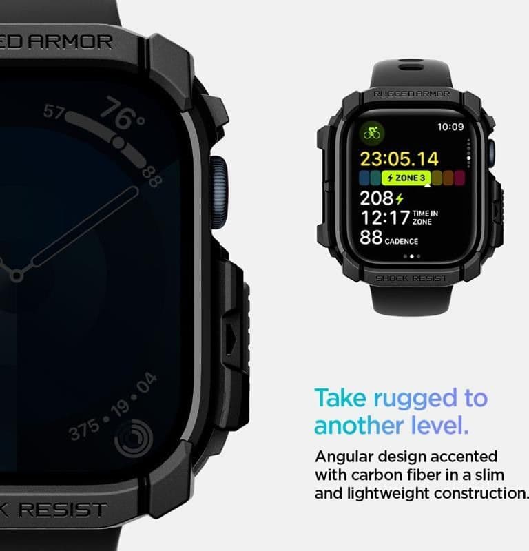 Spigen Rugged Armor - Case for Apple Watch 10 46 mm (Matte Black) - 8