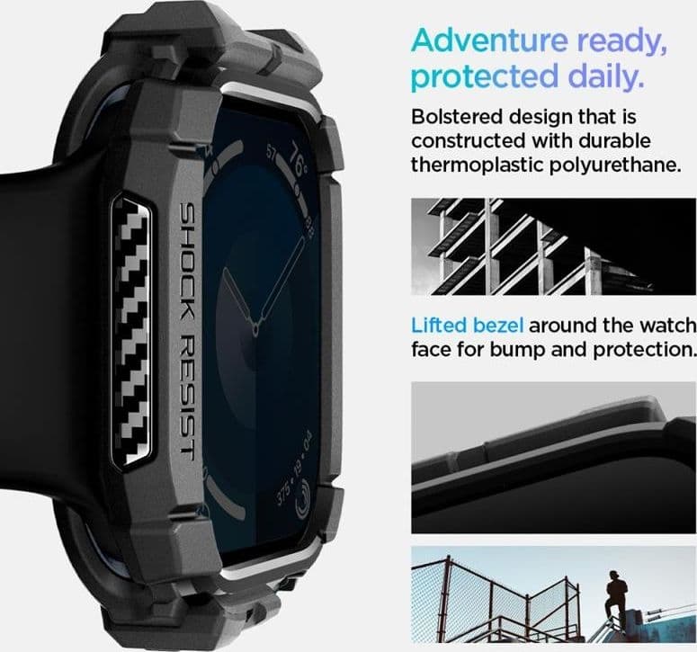 Spigen Rugged Armor - Case for Apple Watch 10 46 mm (Matte Black) - 9
