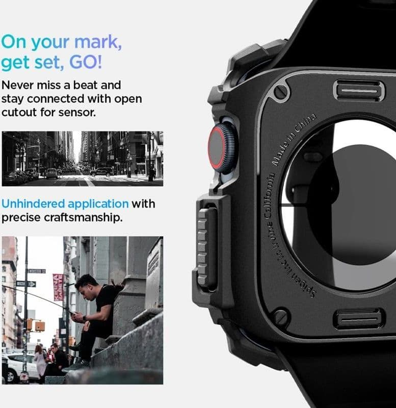 Spigen Rugged Armor - Case for Apple Watch 10 46 mm (Matte Black) - 10