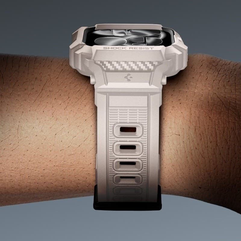 Spigen Rugged Armor Pro V2 – Cinturino con custodia per Apple Watch 10/11 46 mm (beige dune) - 10