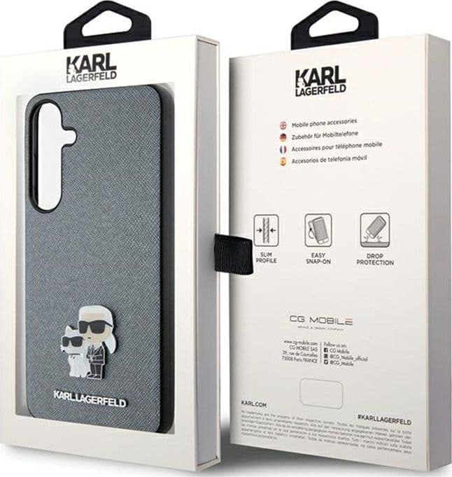 Karl Lagerfeld Saffiano Karl & Choupette Metal Pin - Samsung Galaxy S24+ Case (grey) - 8