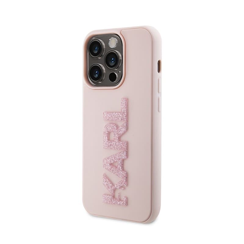 Karl Lagerfeld 3D Rubber Glitter Logo - Case for iPhone 15 Pro Max (pink) - 2