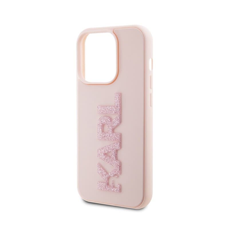 Karl Lagerfeld 3D Rubber Glitter Logo - Case for iPhone 15 Pro Max (pink) - 6