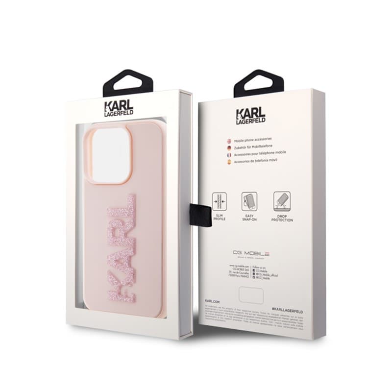 Karl Lagerfeld 3D Rubber Glitter Logo - Case for iPhone 15 Pro Max (pink) - 8