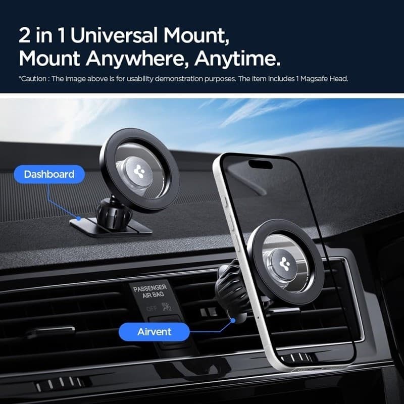 Spigen MFT13 Magnetic Dashboard & Vent Car Mount - Magnetic Car Holder MagSafe (Silver) - 8