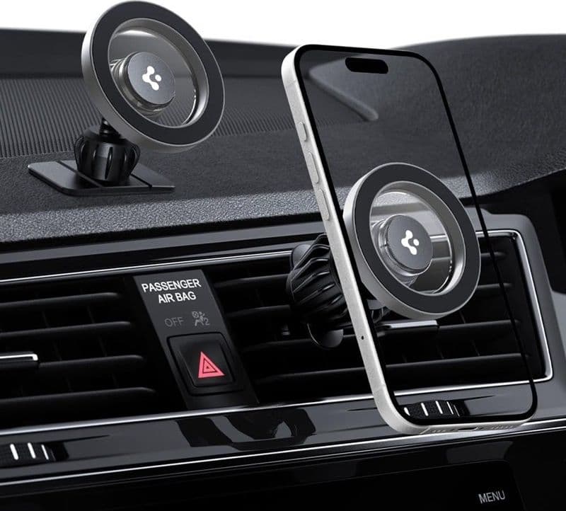 Spigen MFT13 Magnetic Dashboard & Vent Car Mount - Magnetic Car Holder MagSafe (Silver) - 9